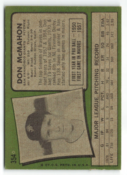 1971 Topps #354 Don McMahon