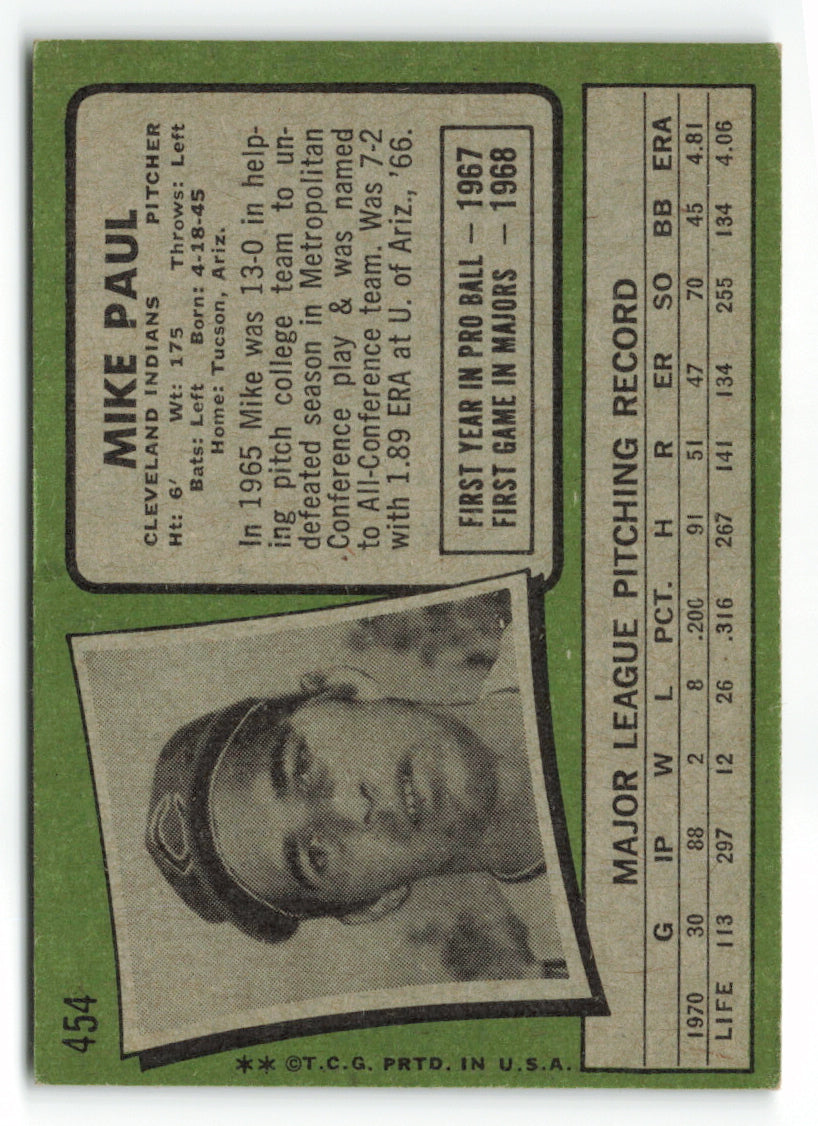 1971 Topps #454 Mike Paul