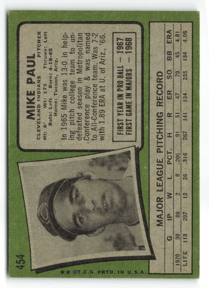 1971 Topps #454 Mike Paul