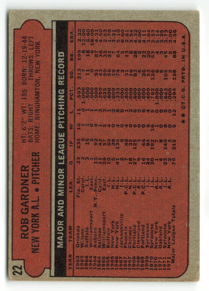 1972 Topps #022 Rob Gardner