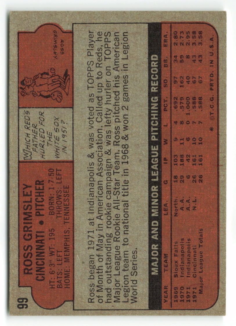 1972 Topps #099 Ross Grimsley RC