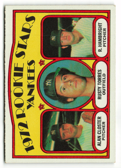 1972 Topps #124 Yankees 1972 Rookie Stars (Alan Closter / Rusty Torres / Roger Hambright) RC