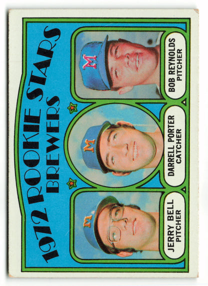 1972 Topps #162 Brewers 1972 Rookie Stars (Jerry Bell / Darrell Porter / Bob Reynolds) RC