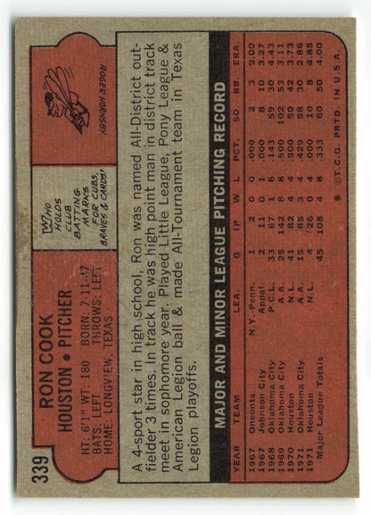 1972 Topps #339 Ron Cook