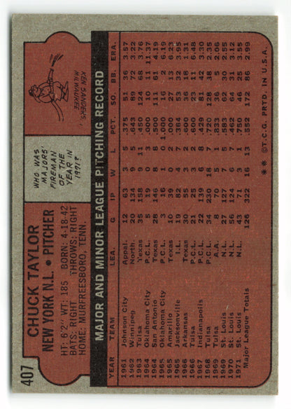 1972 Topps #407 Chuck Taylor