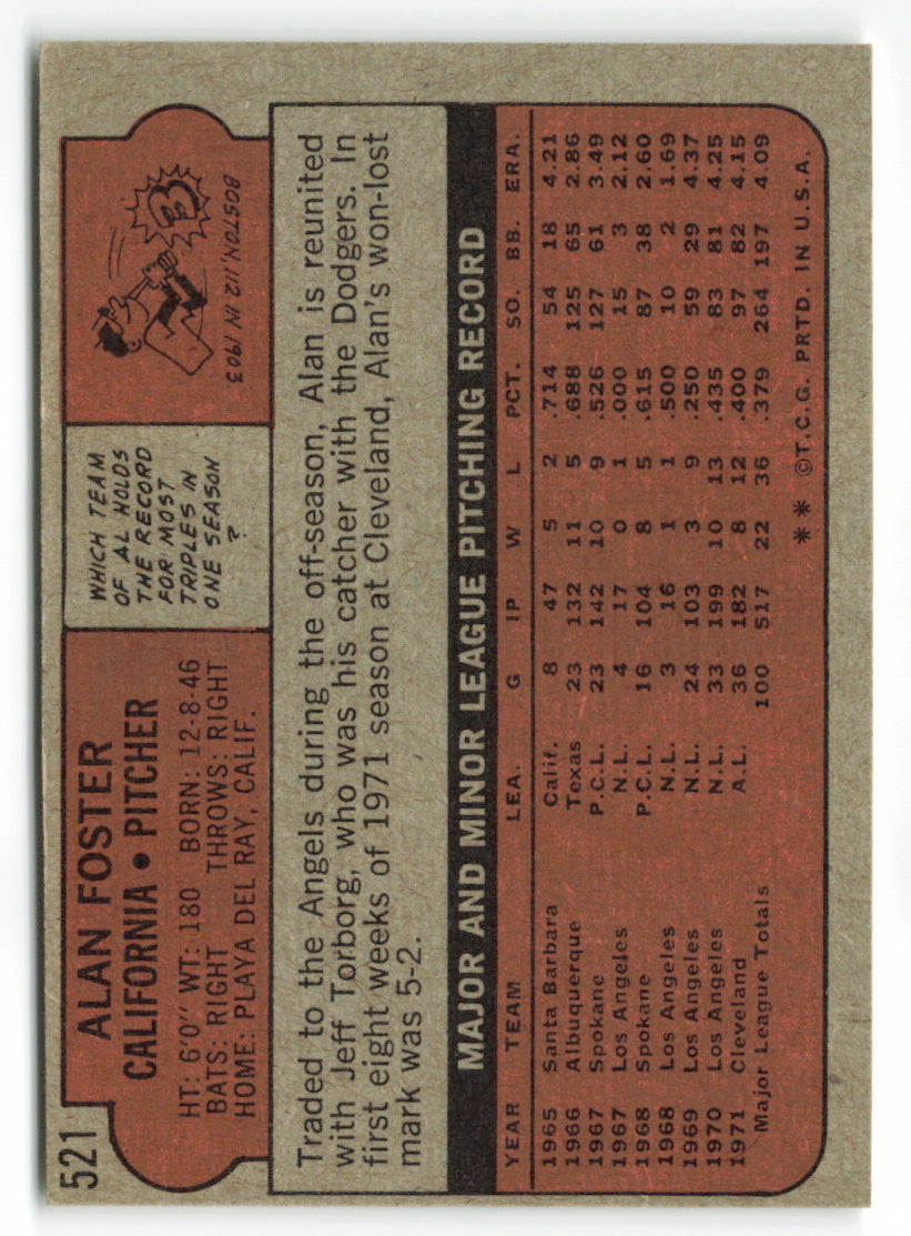 1972 Topps #521 Alan Foster