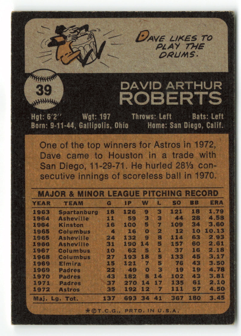 1973 Topps #039 Dave Roberts