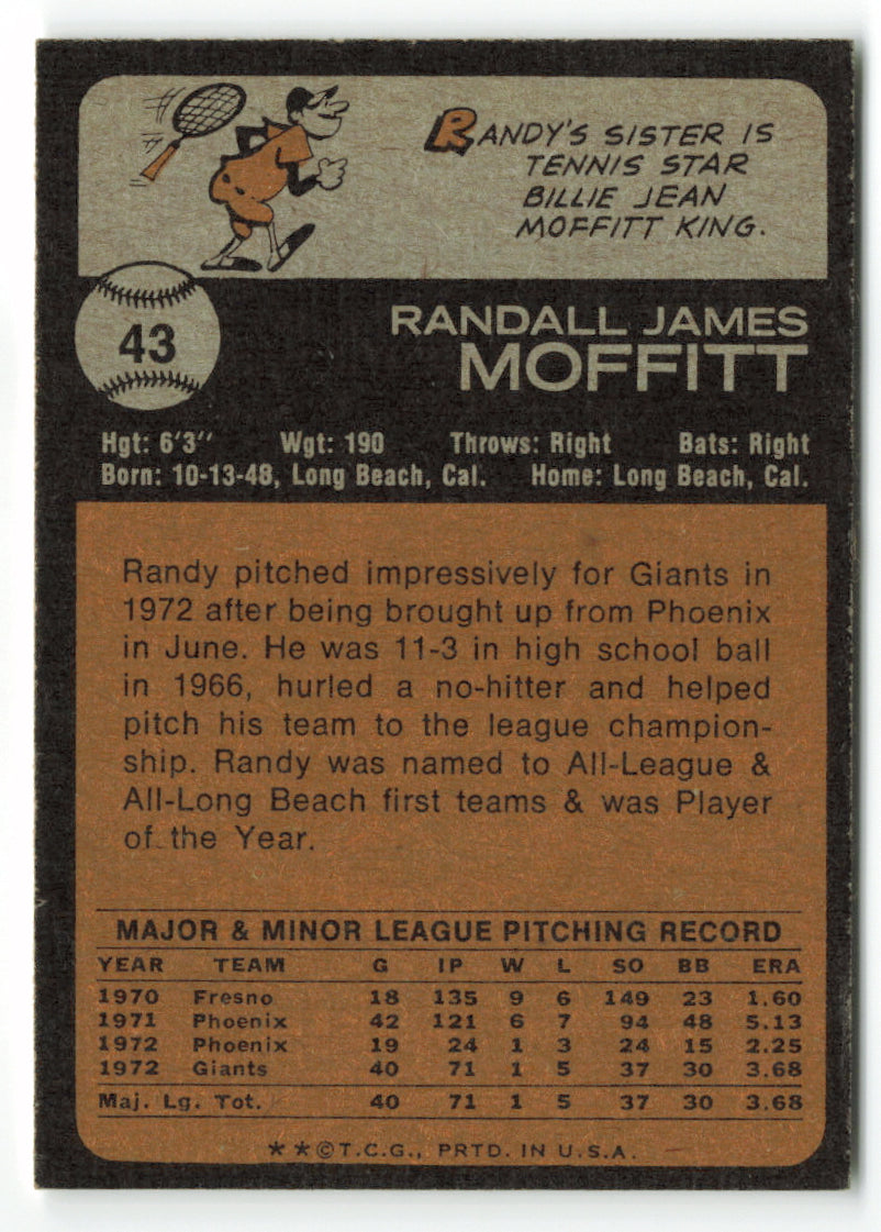 1973 Topps #043 Randy Moffitt RC