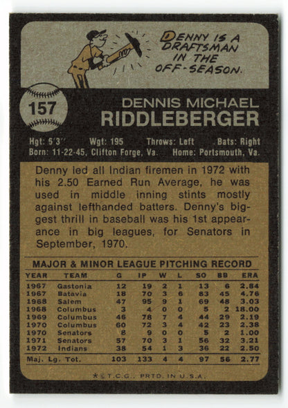 1973 Topps #157 Denny Riddleberger