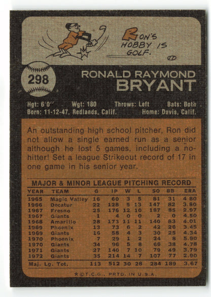 1973 Topps #298 Ron Bryant