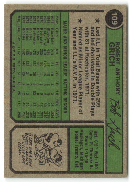 1974 Topps #109 Bob Grich