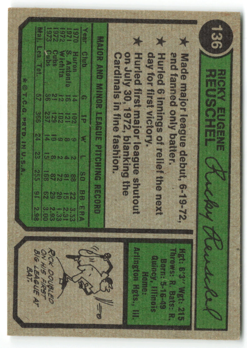 1974 Topps #136 Rick Reuschel