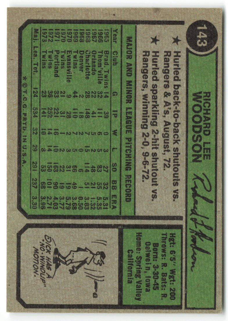 1974 Topps #143 Dick Woodson