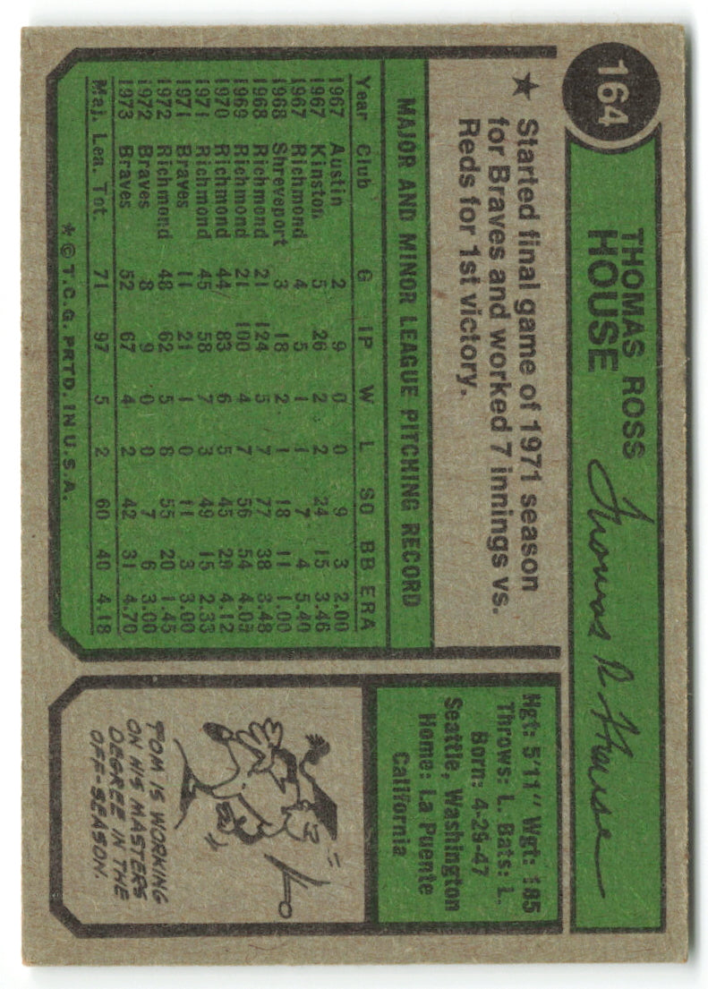 1974 Topps #164 Tom House