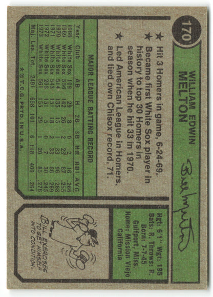 1974 Topps #170 Bill Melton