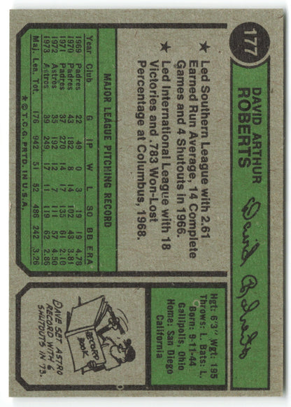 1974 Topps #177 Dave Roberts