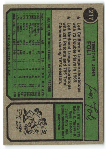 1974 Topps #217 Tim Foli