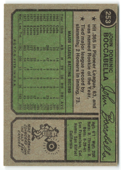 1974 Topps #253 John Boccabella