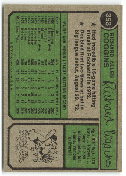 1974 Topps #353 Rich Coggins