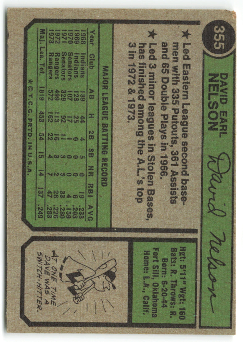 1974 Topps #355 Dave Nelson