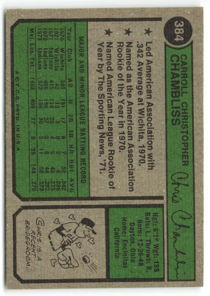 1974 Topps #384 Chris Chambliss