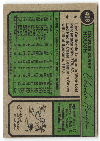 1974 Topps #408 Charlie Hough