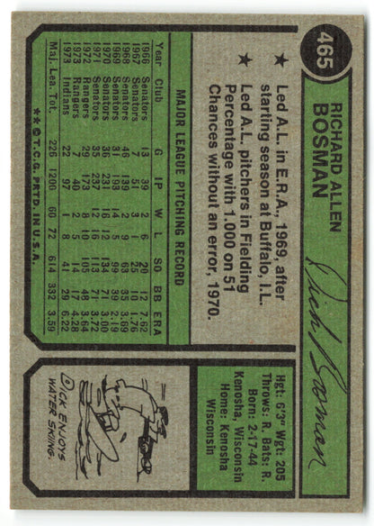 1974 Topps #465 Dick Bosman