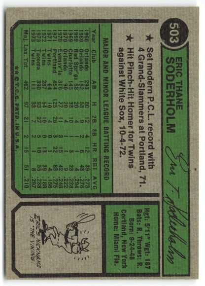 1974 Topps #503 Eric Soderholm