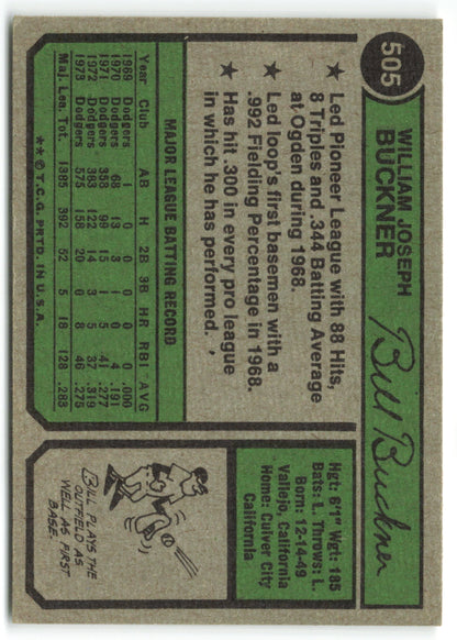 1974 Topps #505 Bill Buckner