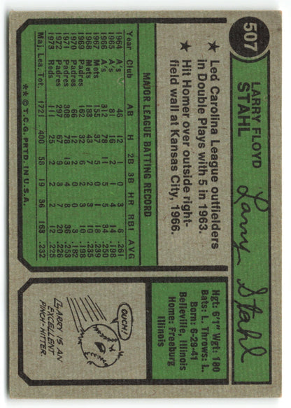 1974 Topps #507 Larry Stahl