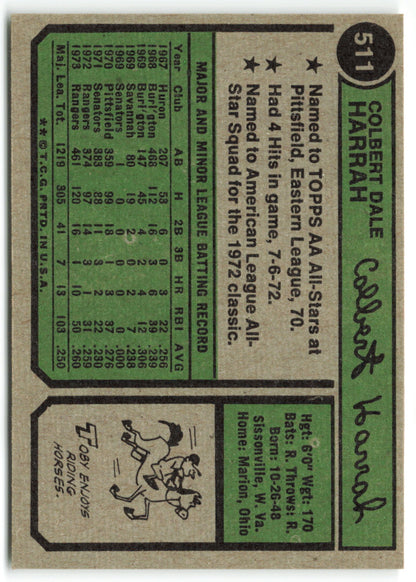 1974 Topps #511 Toby Harrah