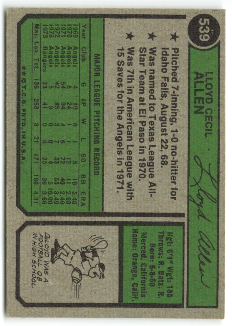 1974 Topps #539 Lloyd Allen