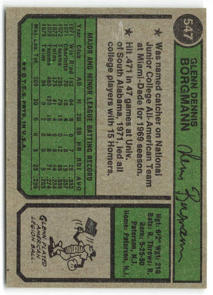 1974 Topps #547 Glenn Borgmann