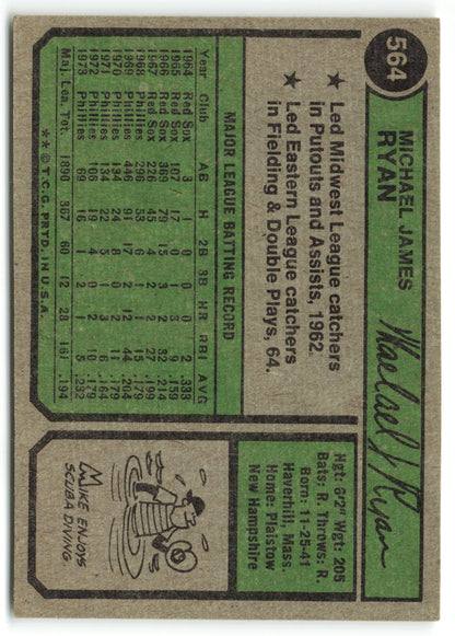 1974 Topps #564 Mike Ryan