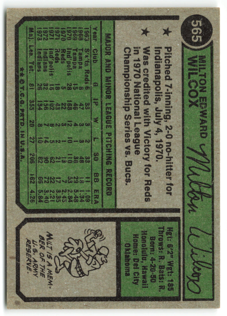 1974 Topps #565 Milt Wilcox