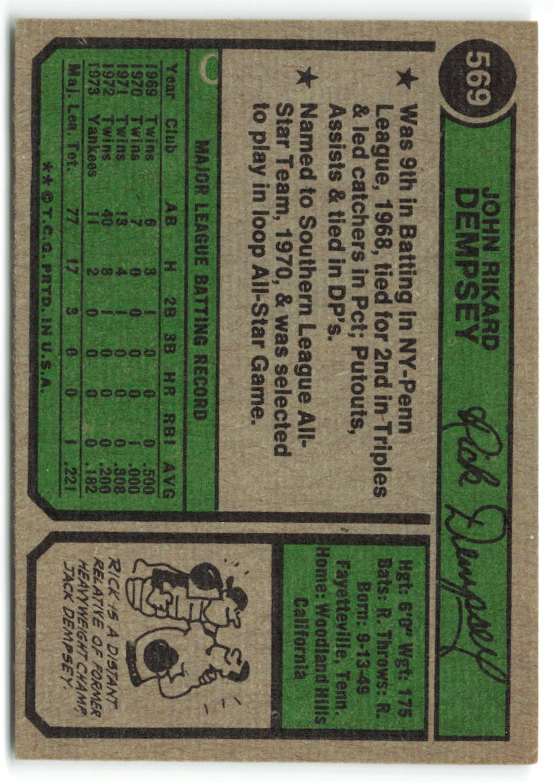 1974 Topps #569 Rick Dempsey