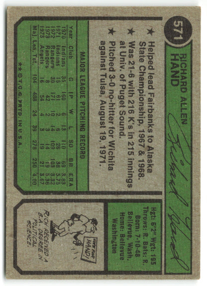 1974 Topps #571 Rich Hand