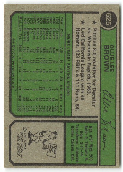 1974 Topps #625 Ollie Brown