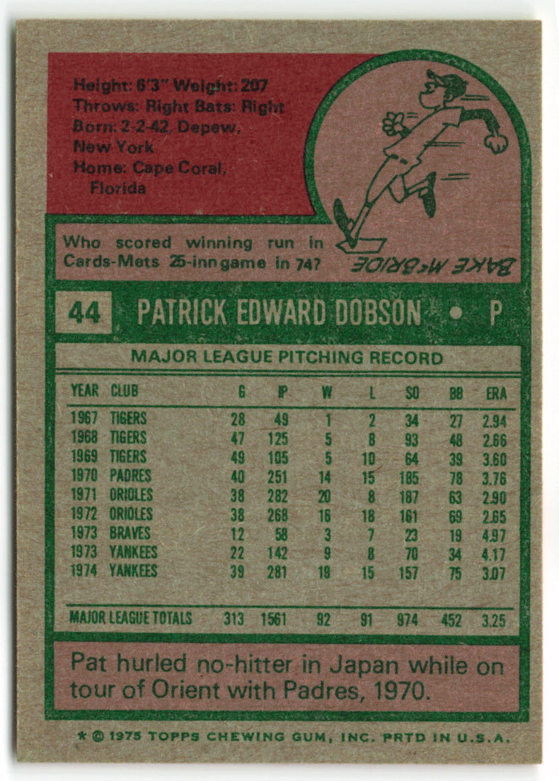 1975 Topps #044 Pat Dobson