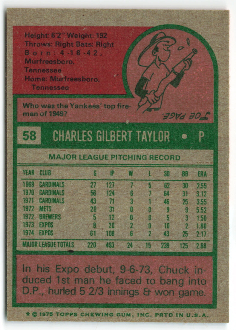 1975 Topps #058 Chuck Taylor