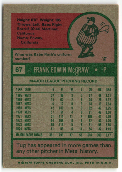 1975 Topps #067 Tug McGraw