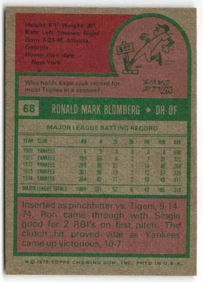 1975 Topps #068 Ron Blomberg