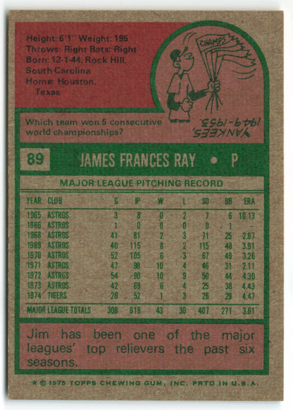 1975 Topps #089 Jim Ray