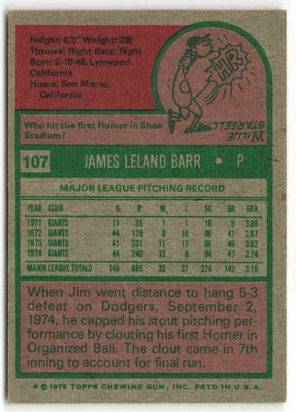 1975 Topps #107 Jim Barr