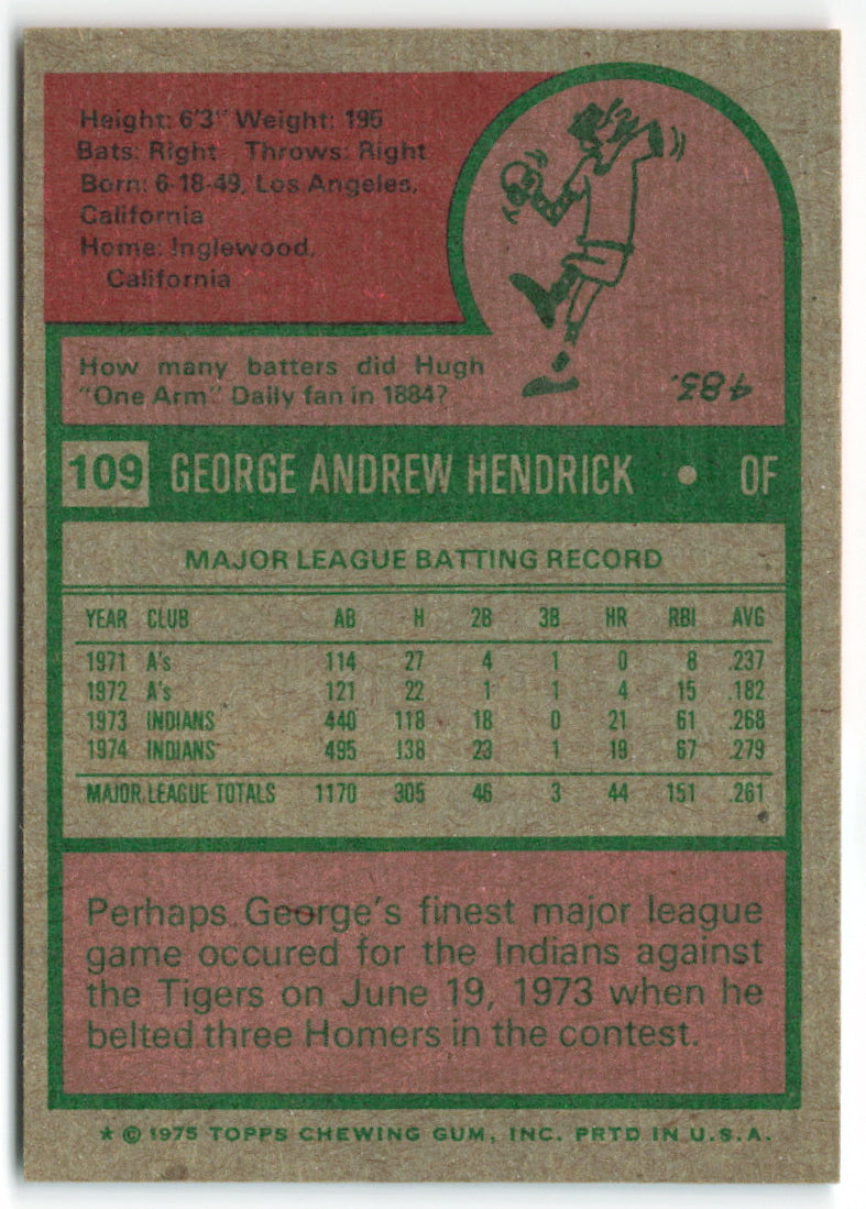 1975 Topps #109 George Hendrick