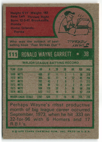 1975 Topps #111 Wayne Garrett