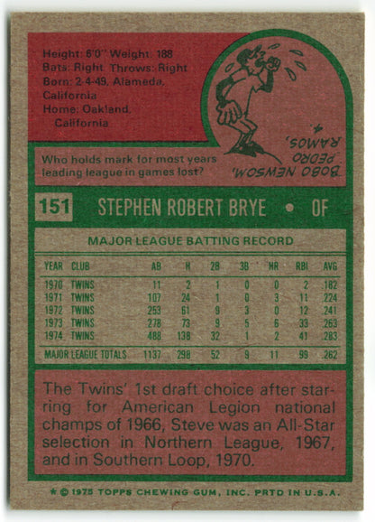 1975 Topps #151 Steve Brye