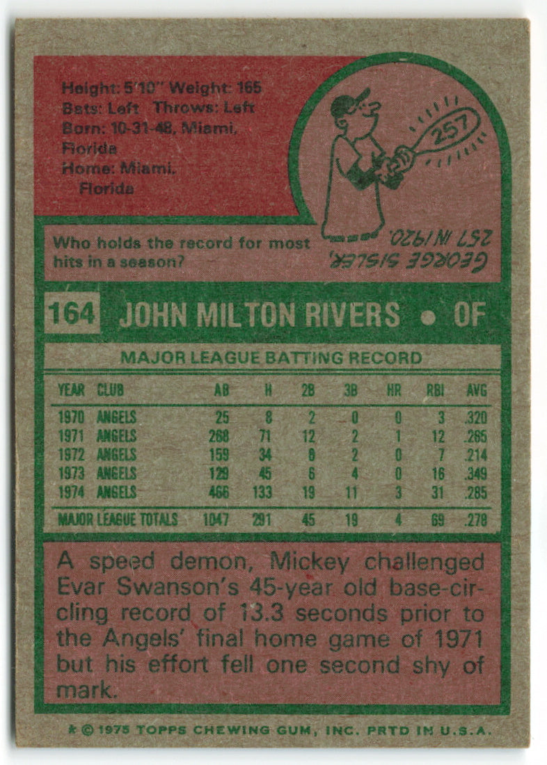 1975 Topps #164 Mickey Rivers