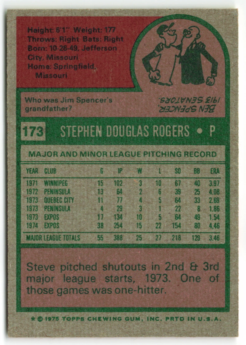 1975 Topps #173 Steve Rogers