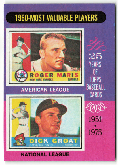 1975 Topps #198 1960 MVP's Roger Maris/ Dick Groat